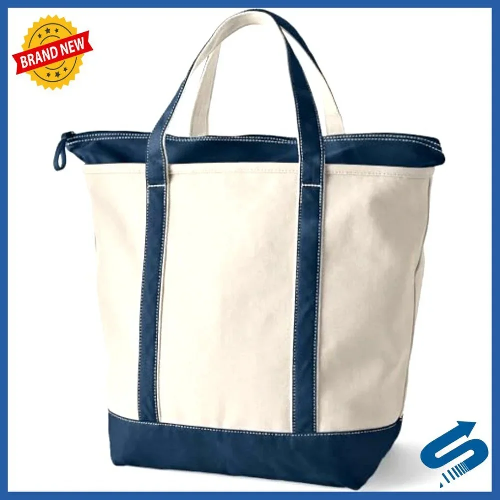 Zip Top Canvas Tote Bag Durable Classic Spacious Shoulder Bag Organizer
